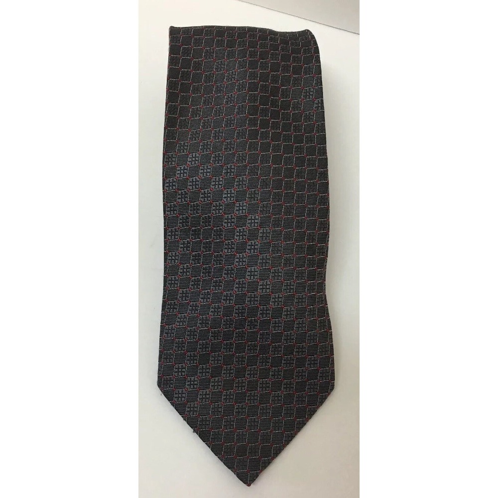 COMPAGNIA DELLA SETA Silk Men's Tie Made in Italy Gray Red Retro Style